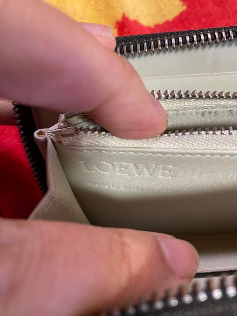 LOEWE ロエベ 財布 ラウンドファスナー リネン レザー ブラック