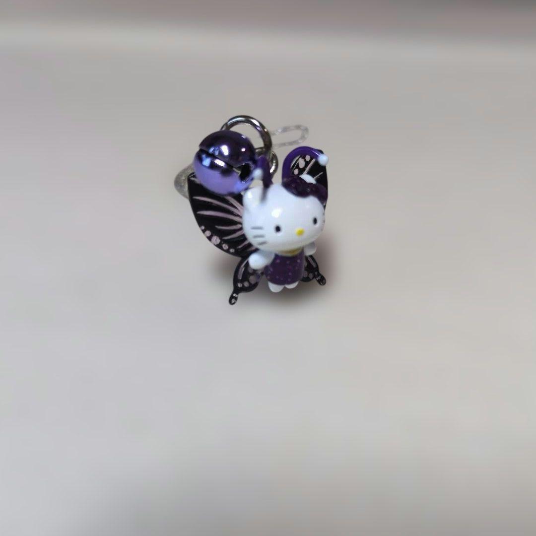 ご当地キティ 根付けストラップ 蝶 バタフライ 紫