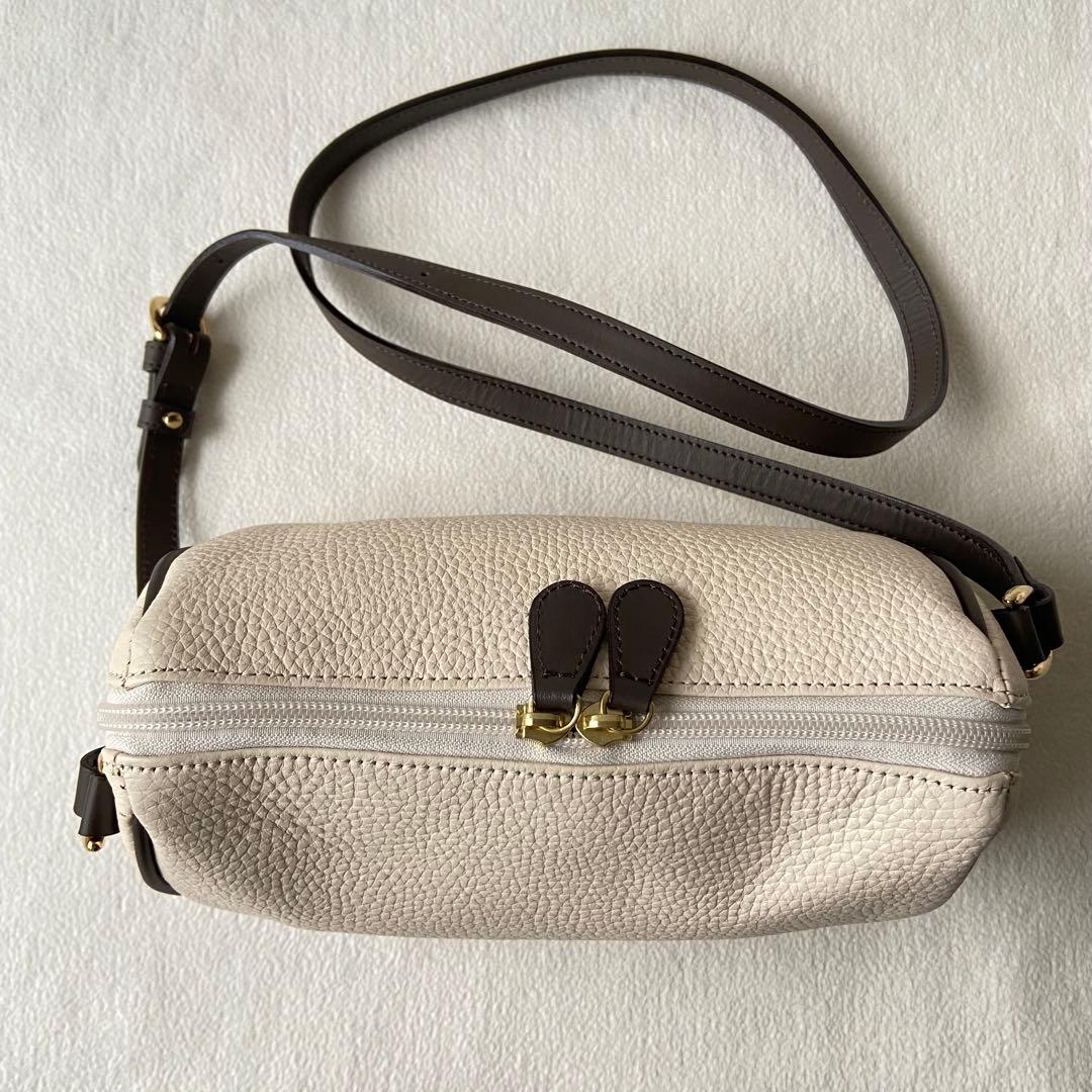 Kitamura キタムラ ショルダーバッグ レザー 本革 牛革 アイボリー