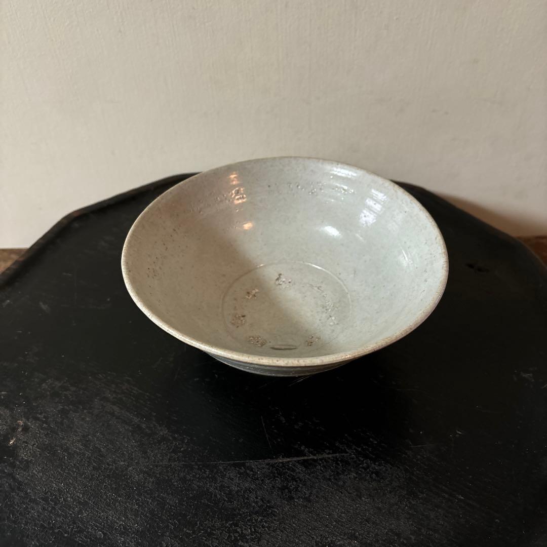 李朝　朝鮮王朝堅手鉢　白磁　茶碗　古民芸　韓国アンティーク　大茶碗　朝鮮古民具