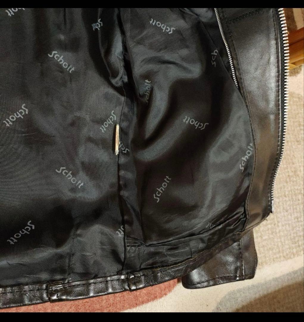 で*ン様 USA製　Schott　立ち襟シングルライダースジャケット　641
