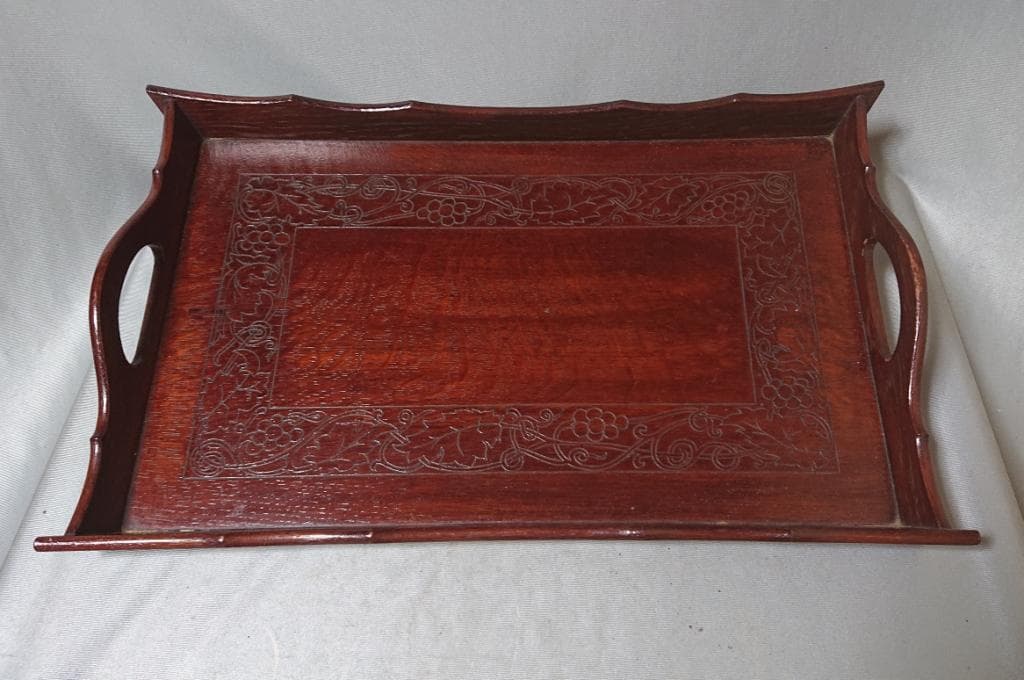 茶道具　　葡萄紋　通盆　佐藤豊樵造　共箱　１対