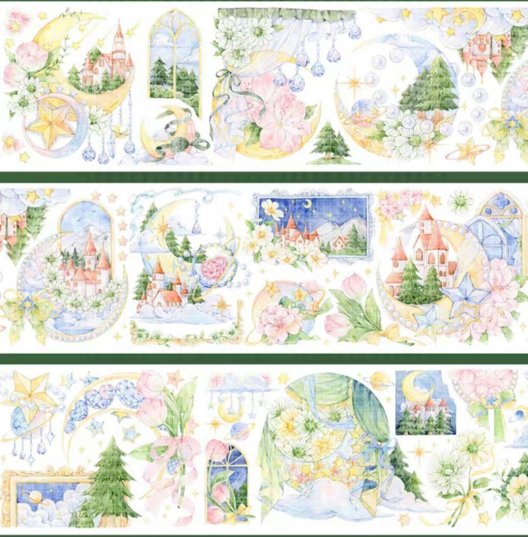 巻売 493★ 海外 マスキングテープ マステ PET 装飾 花 虹光