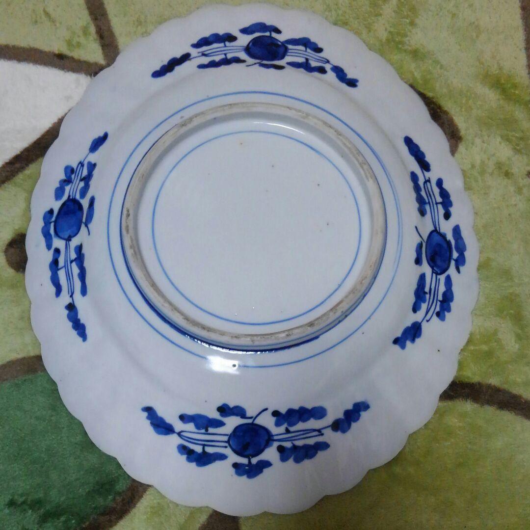 江戸期　古伊万里色絵楕円輪 花 大皿38×32