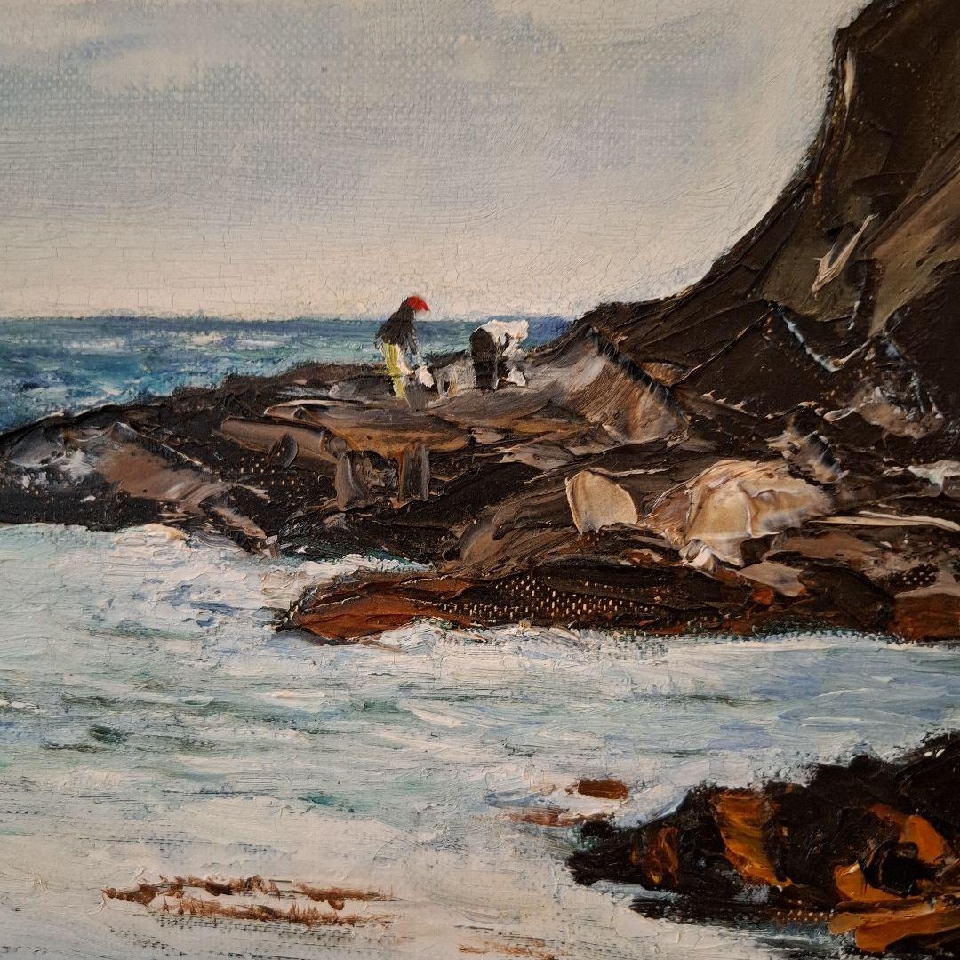 油絵　早春の磯　大平洋黒潮　M 15