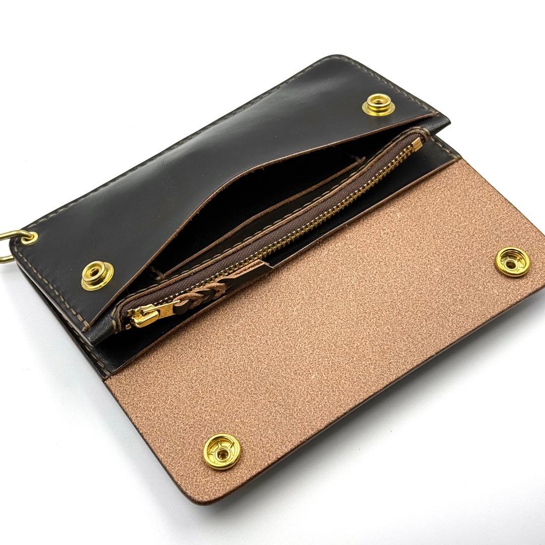 トラッカーウォレット(ブラック)サドルレザー　タロンジッパー　ヴィンテージタイプ