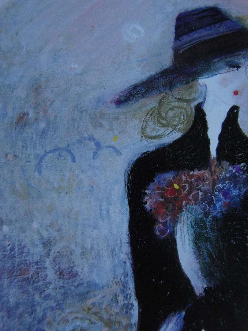 木脇秀子、【月と星のささやき】、希少な額装用画集より、新品額装付