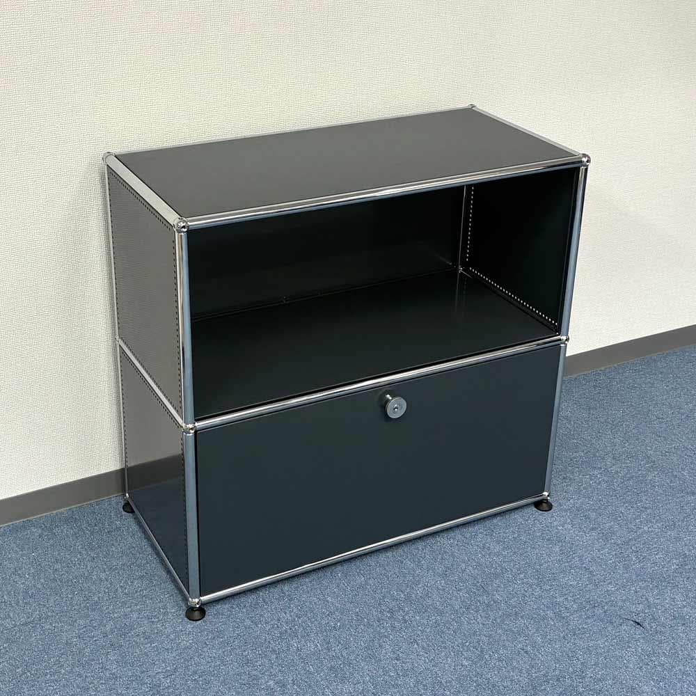 中古 USMハラー｜キャビネット サイドボード 1列2段 アントラサイト