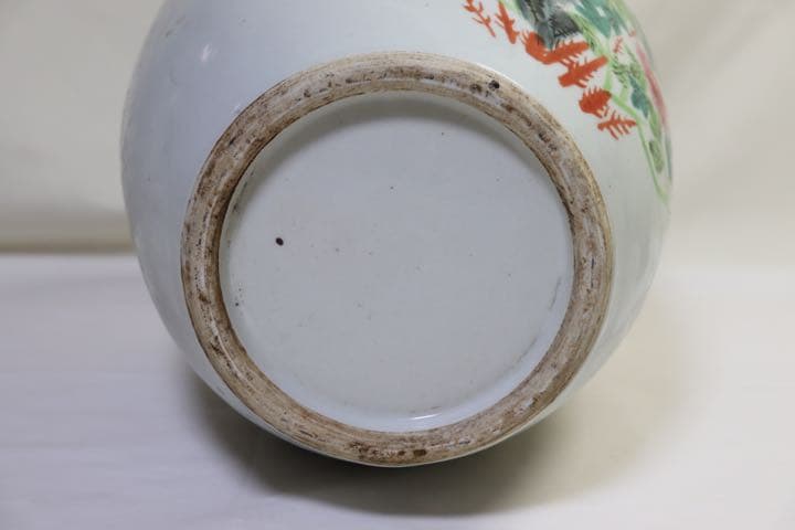 中国　民国期　浅絳彩花瓶　李琼昌作　送料込み1222