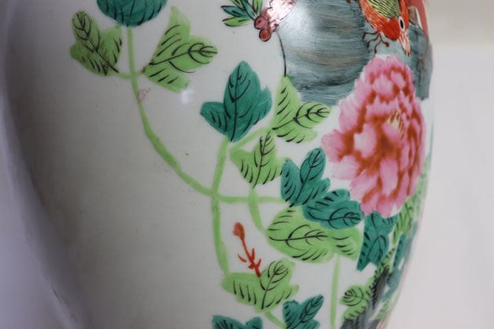 中国　民国期　浅絳彩花瓶　李琼昌作　送料込み1222