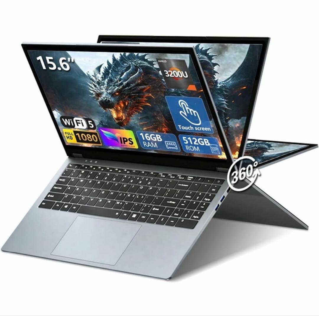 2in1 ノートパソコンAMD Ryzen 3 3200UノートPC360度回転