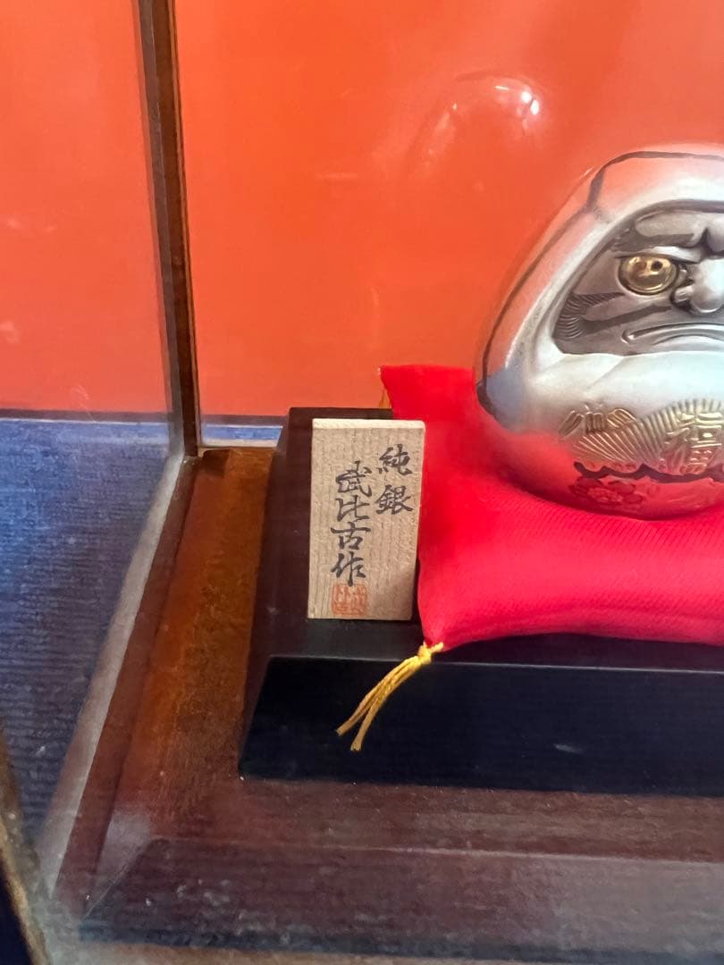 1198 純銀☆武比古作 ダルマ☆ケース入り 置物 福達磨 シルバー