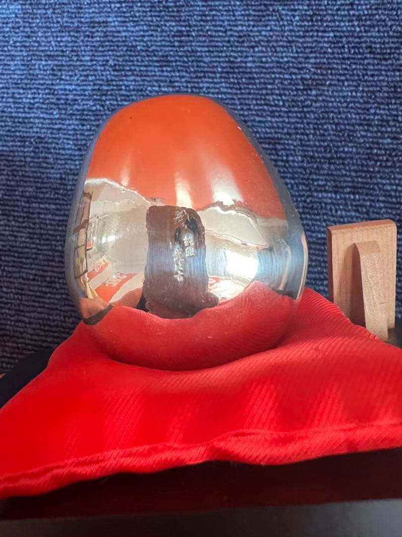 1198 純銀☆武比古作 ダルマ☆ケース入り 置物 福達磨 シルバー