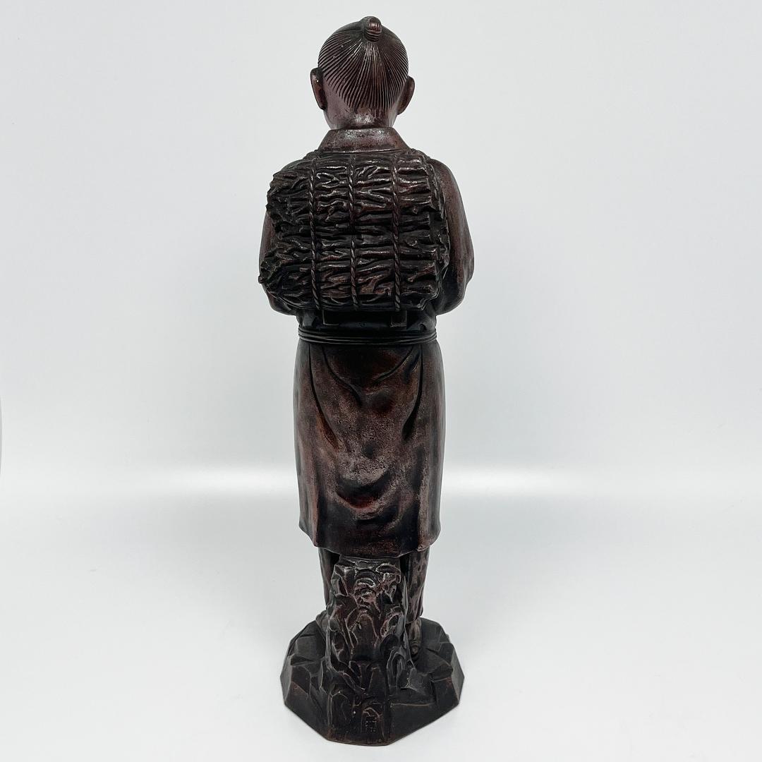 二宮金次郎 備前焼 桃蹊堂 置物 縁起物 オブジェ インテリア 骨董 昭和レトロ