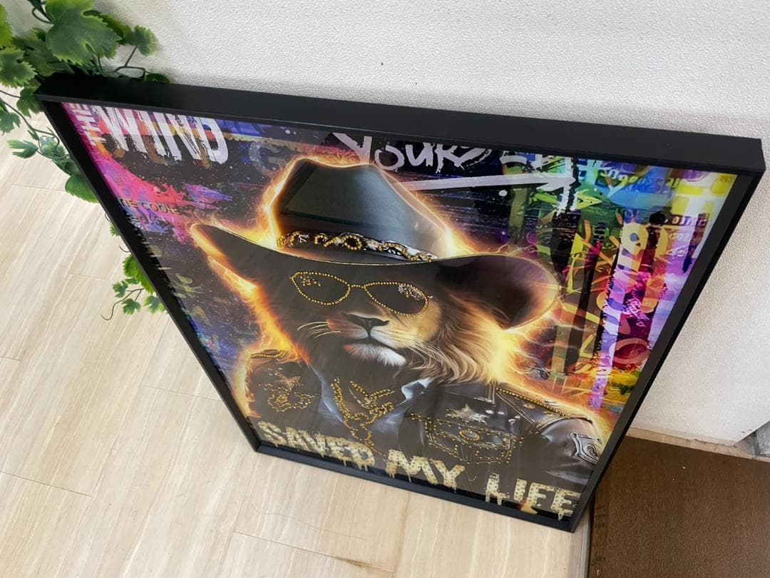 ストーン　アートパネル　ライオン　マフィア　壁掛け　パネル　アート　絵　絵画