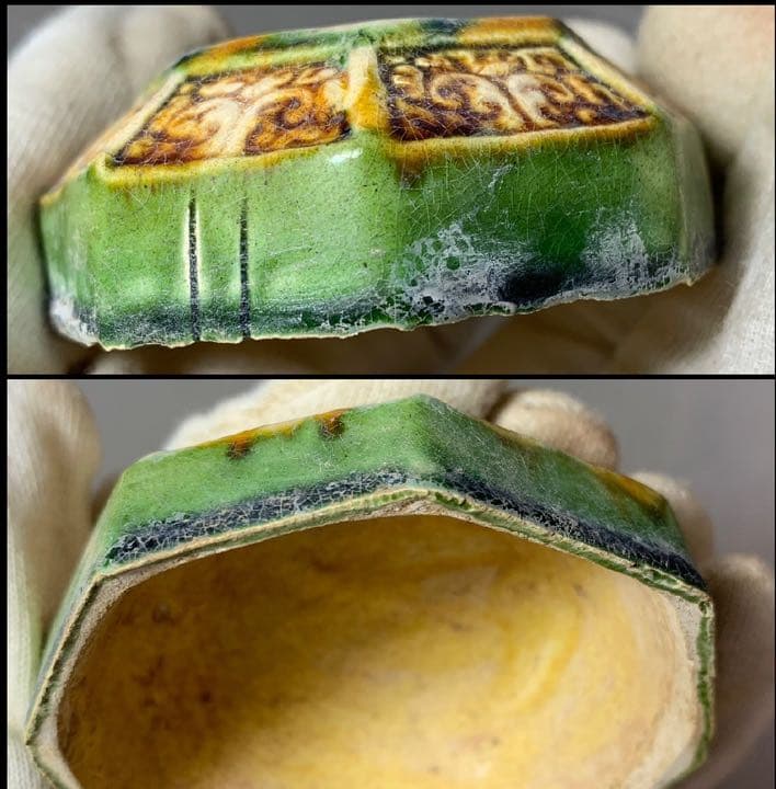 中国 三彩八角香合（印合　合子）　f2220730