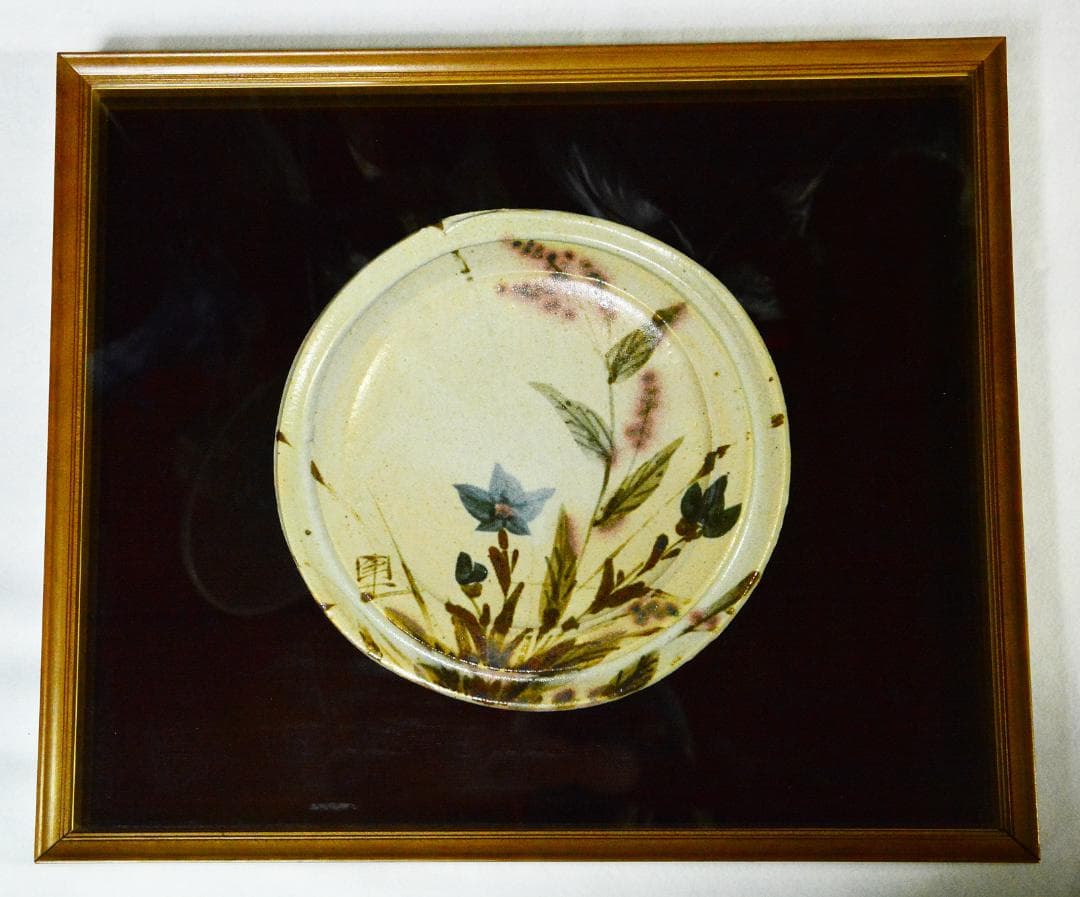 【貴重】人間国宝　加藤卓男　桔梗紋陶額　M259