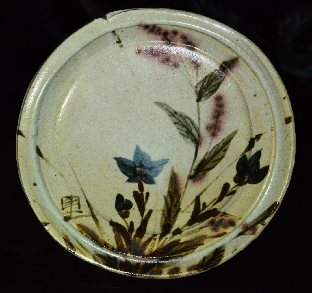 【貴重】人間国宝　加藤卓男　桔梗紋陶額　M259