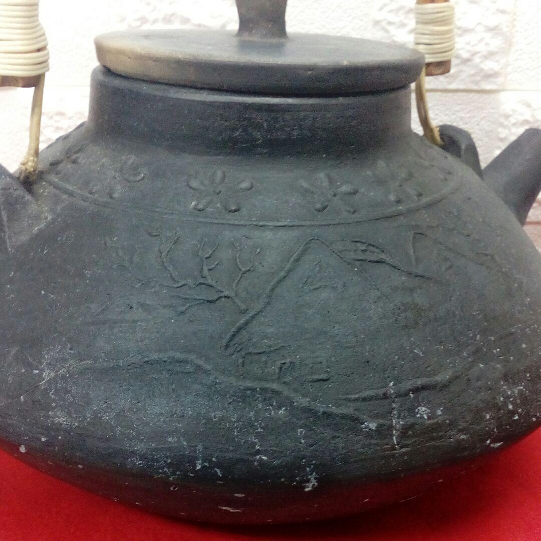 明治時代頃茶道具大型サイズ帆掛舟家屋造形美図柄時代土瓶当時物