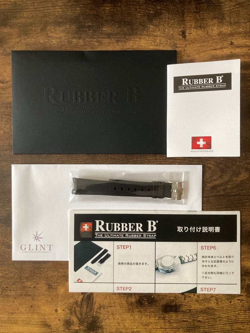 ラバーＢ（RUBBERB）　ロレックス GMTマスターⅡ用　黒　尾錠付きモデル