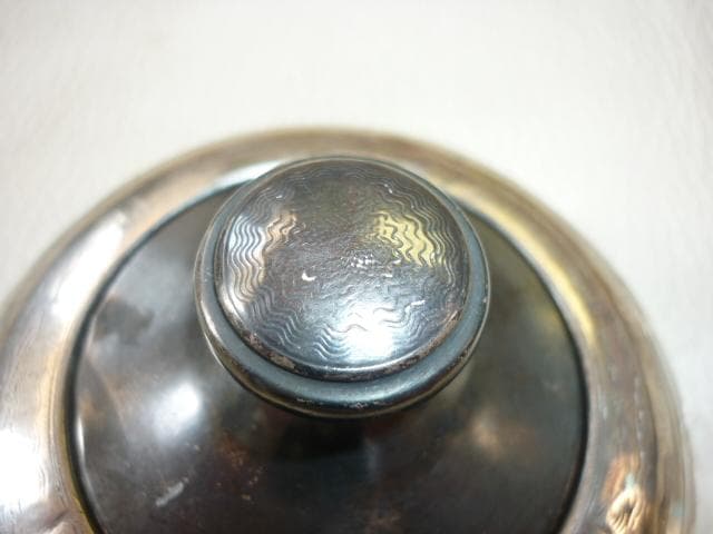 1929年製 英国製◆蓋純銀製 瓶純銀と花デザイン切子 蓋付き小瓶（香水瓶他）