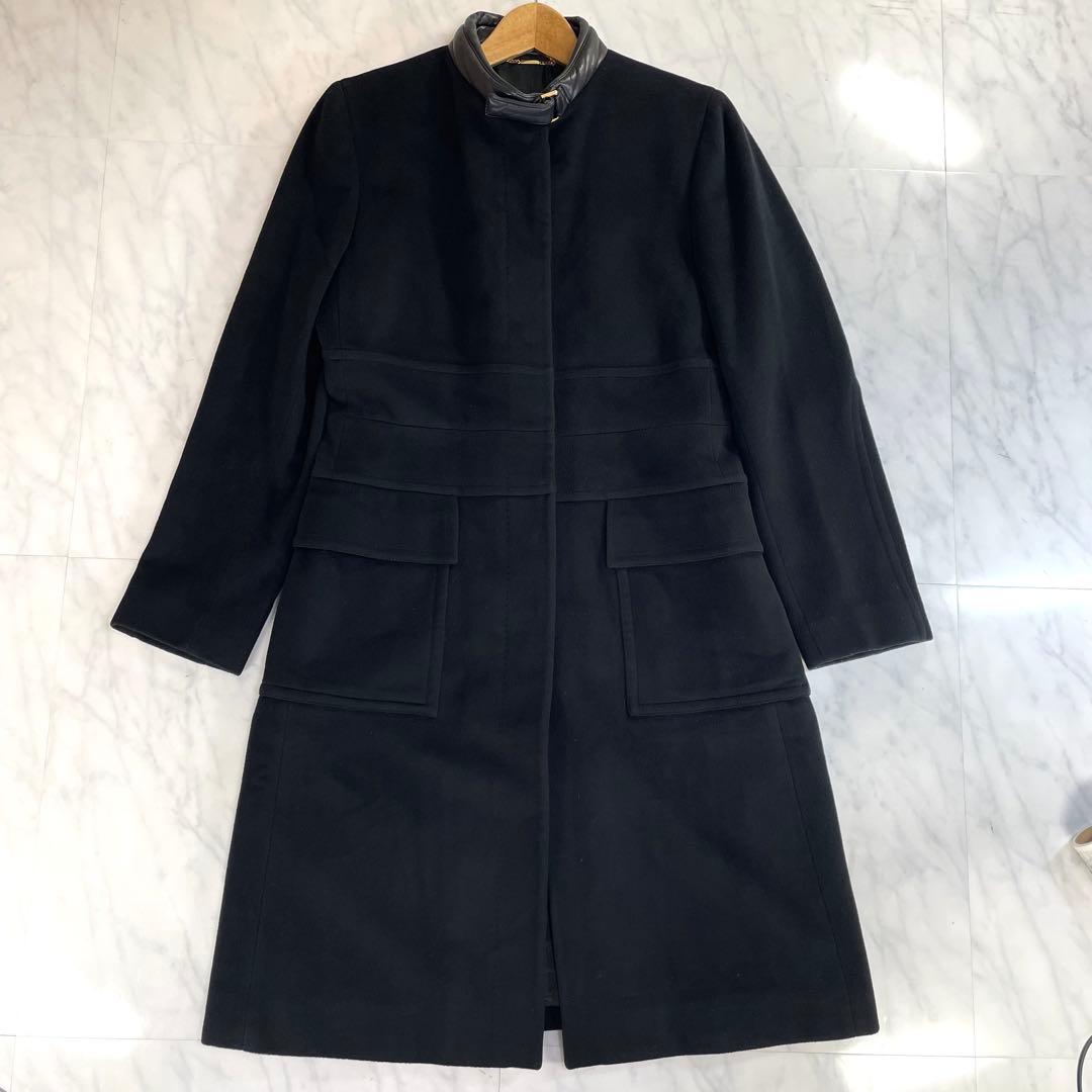 ✨極美品✨Lサイズ 最高級 グッチ シルク カシミヤ チェスターコート ブラック