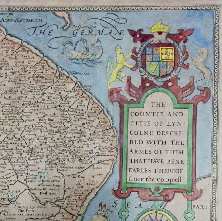 大型作品　西洋古地図　1676年 J. Speed「Lyncolne」