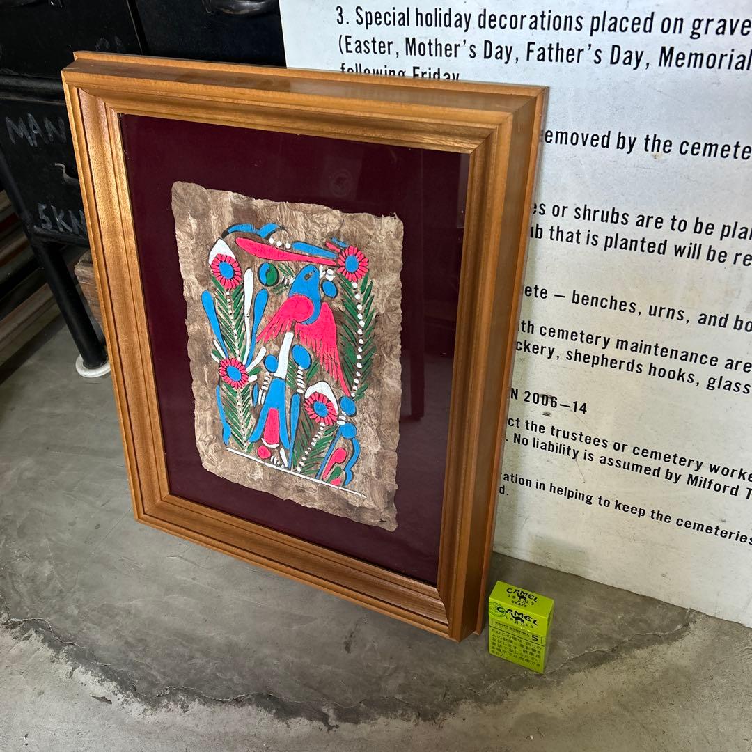 メキシコ 民芸 アマテ絵 アート ヴィンテージ 額縁 店舗什器 ウォールデコ