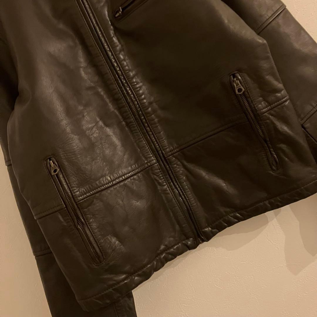 GAP　ギャップ　レザージャケット　本革　牛革　ブラウン　シングルライダース