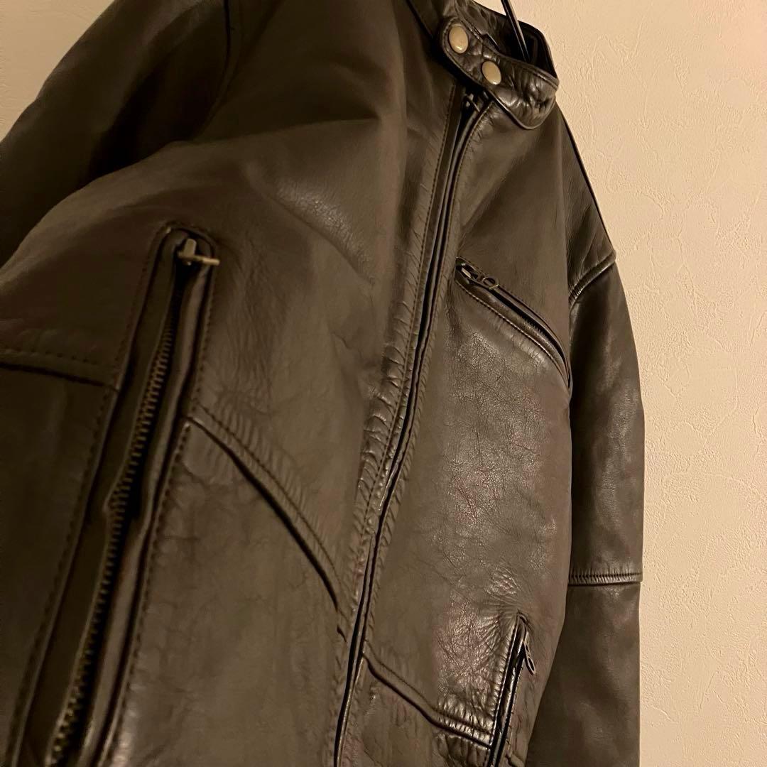 GAP　ギャップ　レザージャケット　本革　牛革　ブラウン　シングルライダース