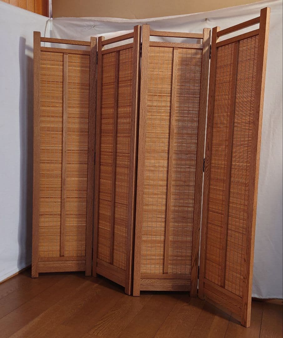 専用ページ特価価格4連パーテーション全て天然杢楢無垢材使用自然オイル塗装１台限定