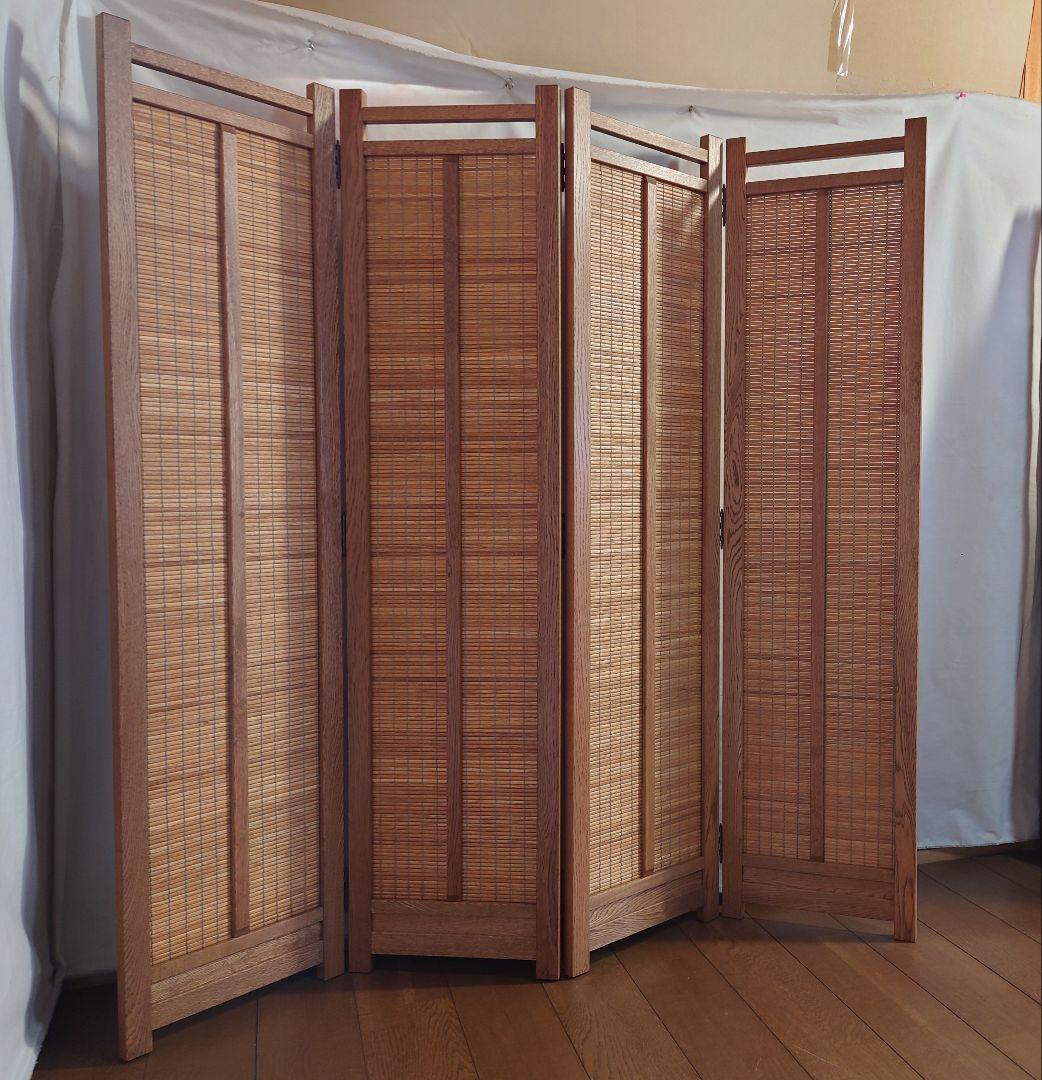 専用ページ特価価格4連パーテーション全て天然杢楢無垢材使用自然オイル塗装１台限定