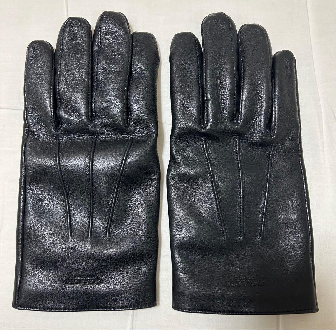 COACH コーチ レザー グローブ 手袋 ブラック Lサイズ