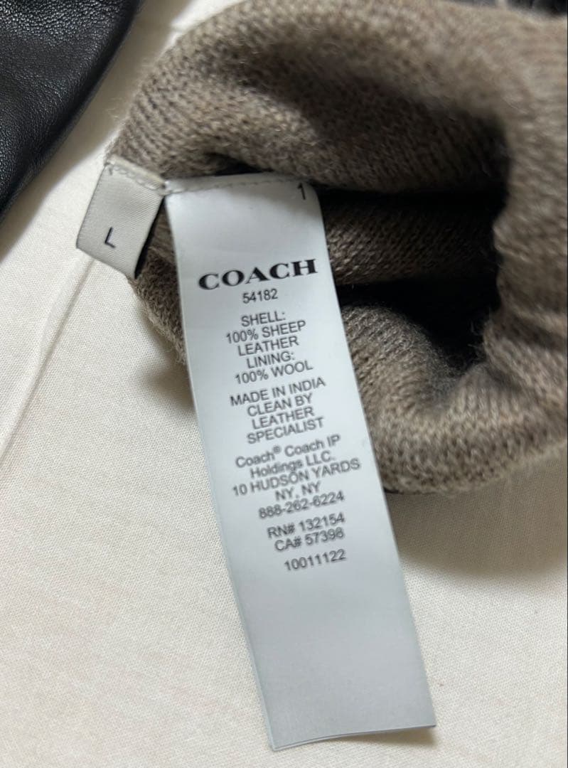 COACH コーチ レザー グローブ 手袋 ブラック Lサイズ