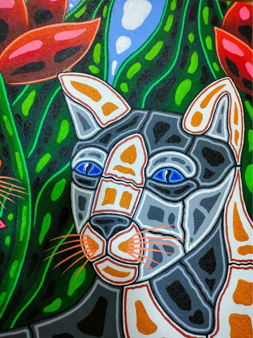 バリ絵画:猫のロマンス