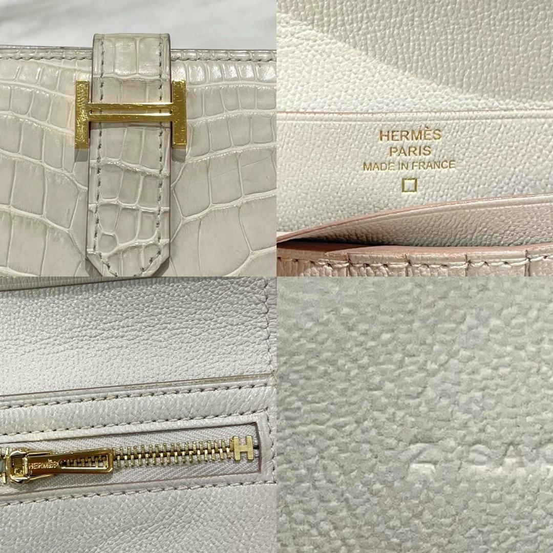 Z刻印　エルメス　ベアンコンパクト　アリゲーターマット　べトン　折り財布