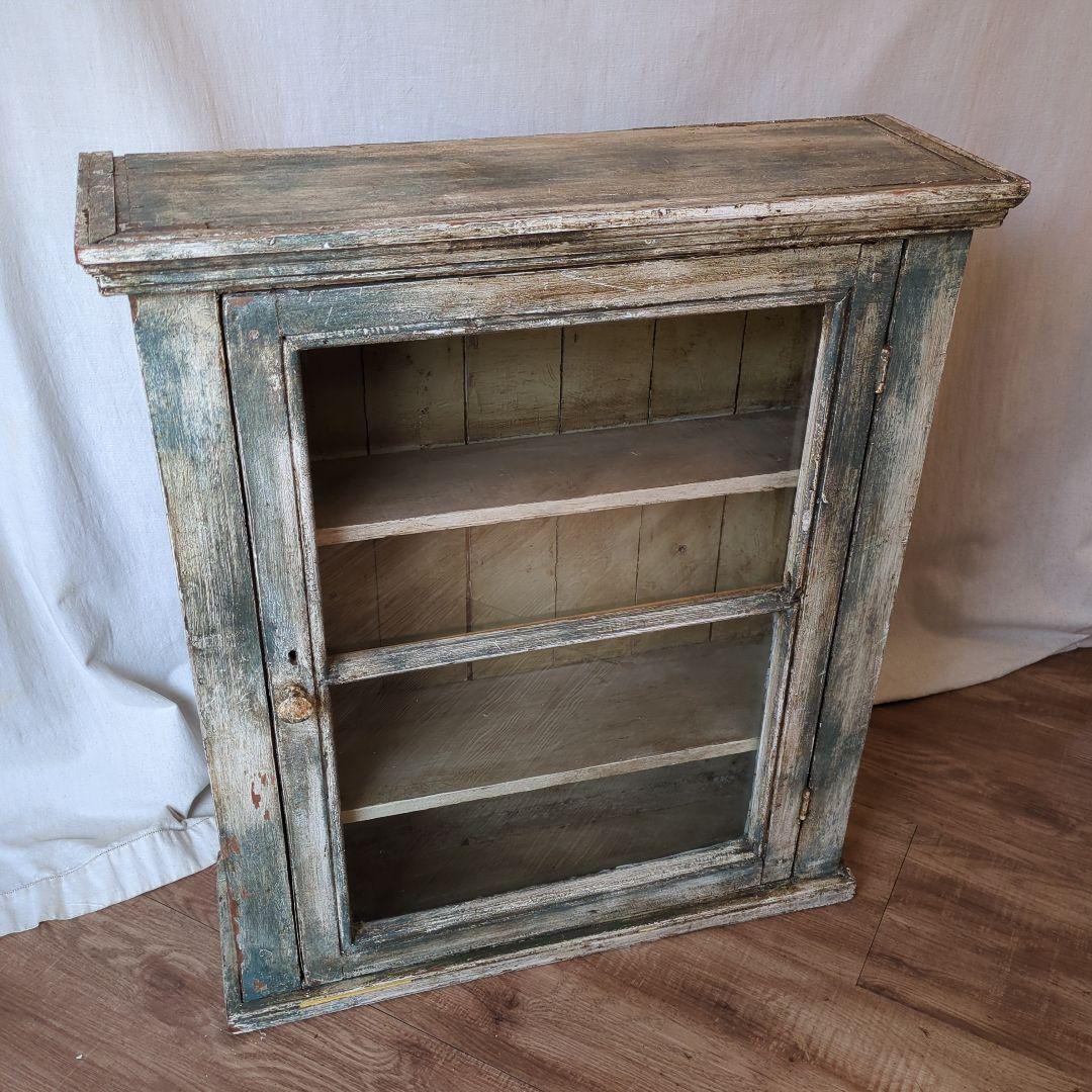 フランスアンティーク ガラスキャビネット シャビー