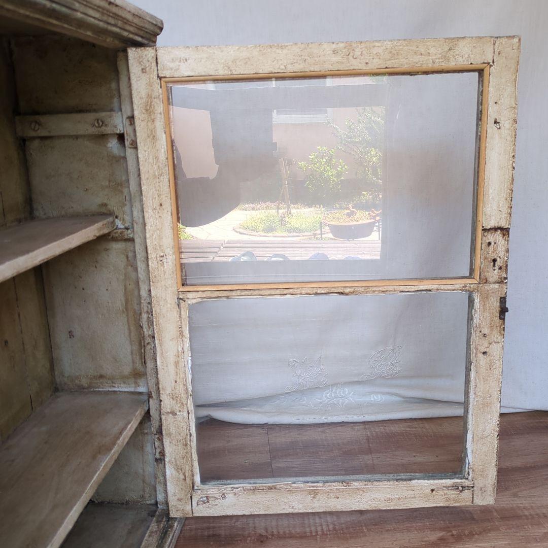 フランスアンティーク ガラスキャビネット シャビー