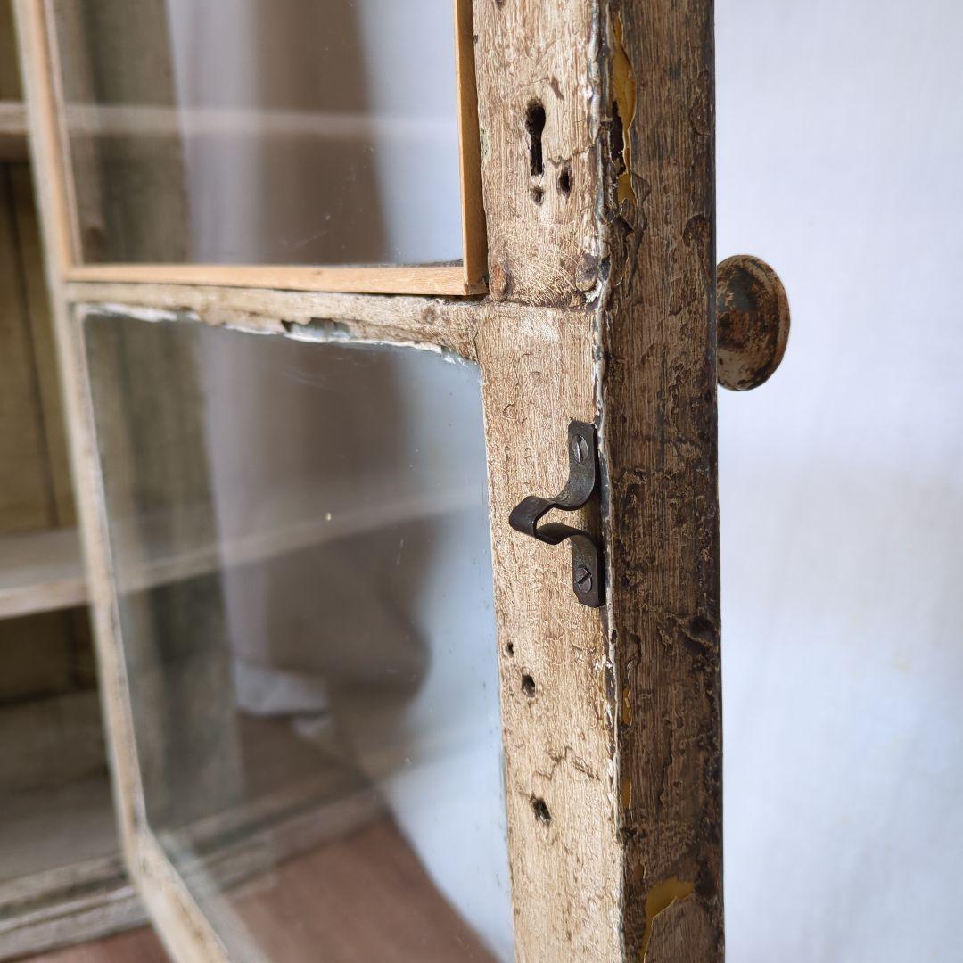 フランスアンティーク ガラスキャビネット シャビー