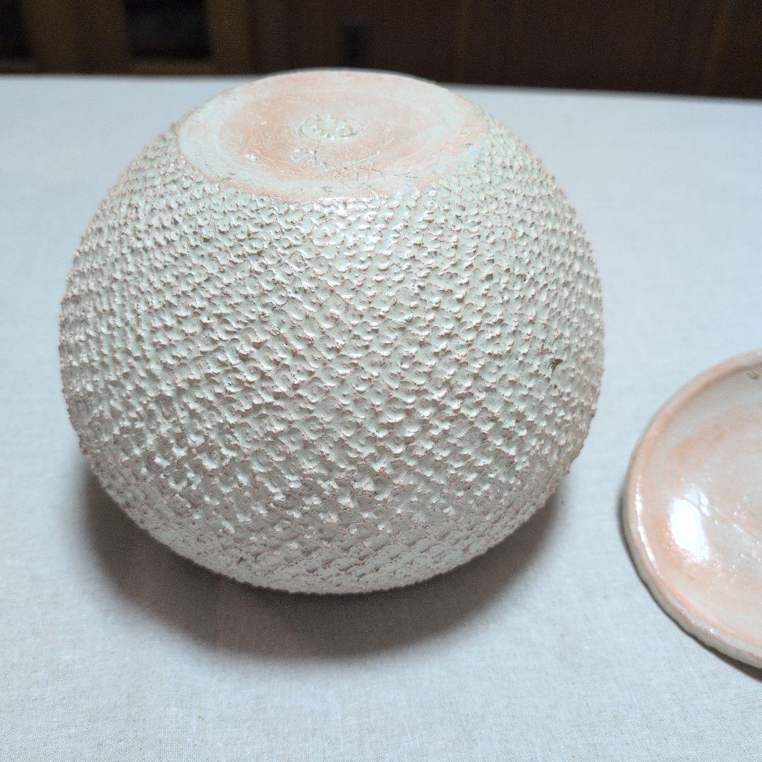 茶道具　大樋焼水指　共蓋　かのこ紋　定甫造　共箱入