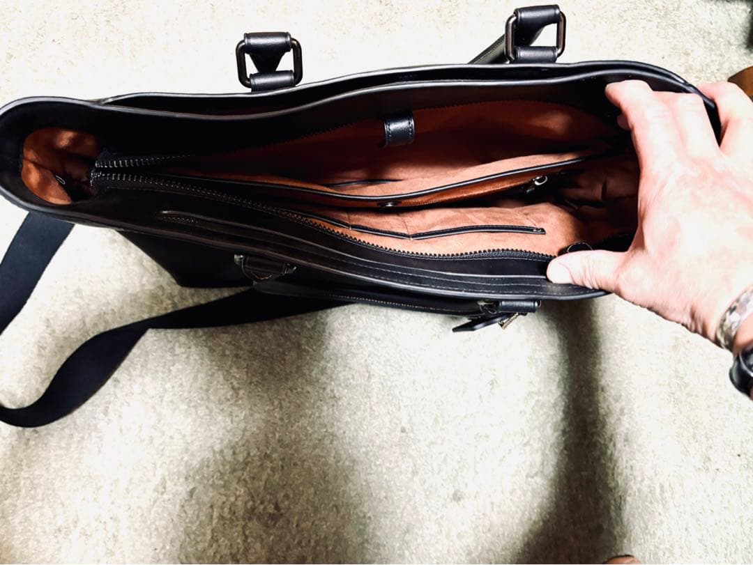 COACH ビジネスバッグ ダークグリーンレザー