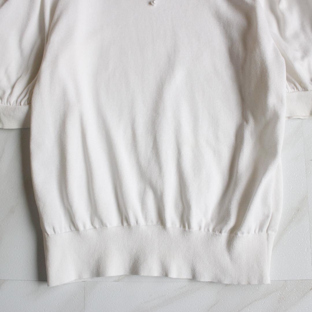 【23SS】Rene パール付き 半袖 ポロシャツ Sサイズ 白色 レース