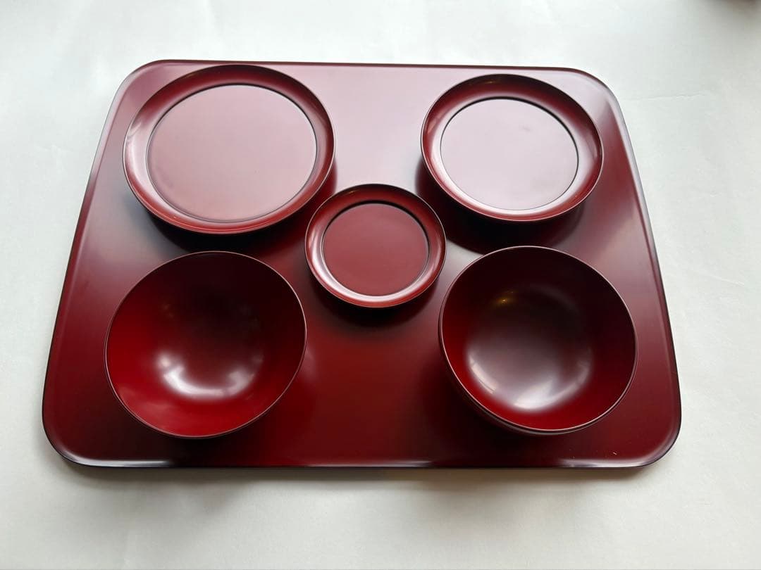 未使用　輪島屋善仁　朝食膳揃　朱塗り　輪島塗　極美品