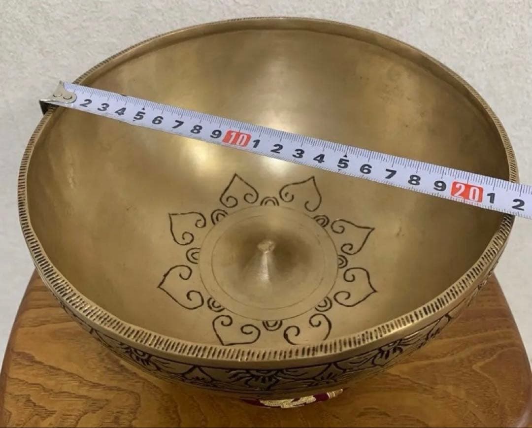 シンギングボウルカービング22cmリンガムボウルリング付き