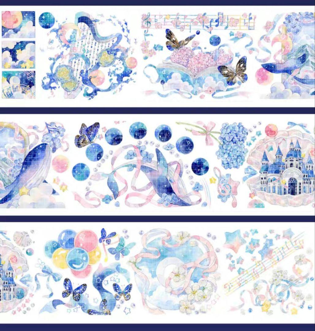 巻売 499★ 海外 マスキングテープ マステ PET 装飾 花 蝶 鯨 贝壳光