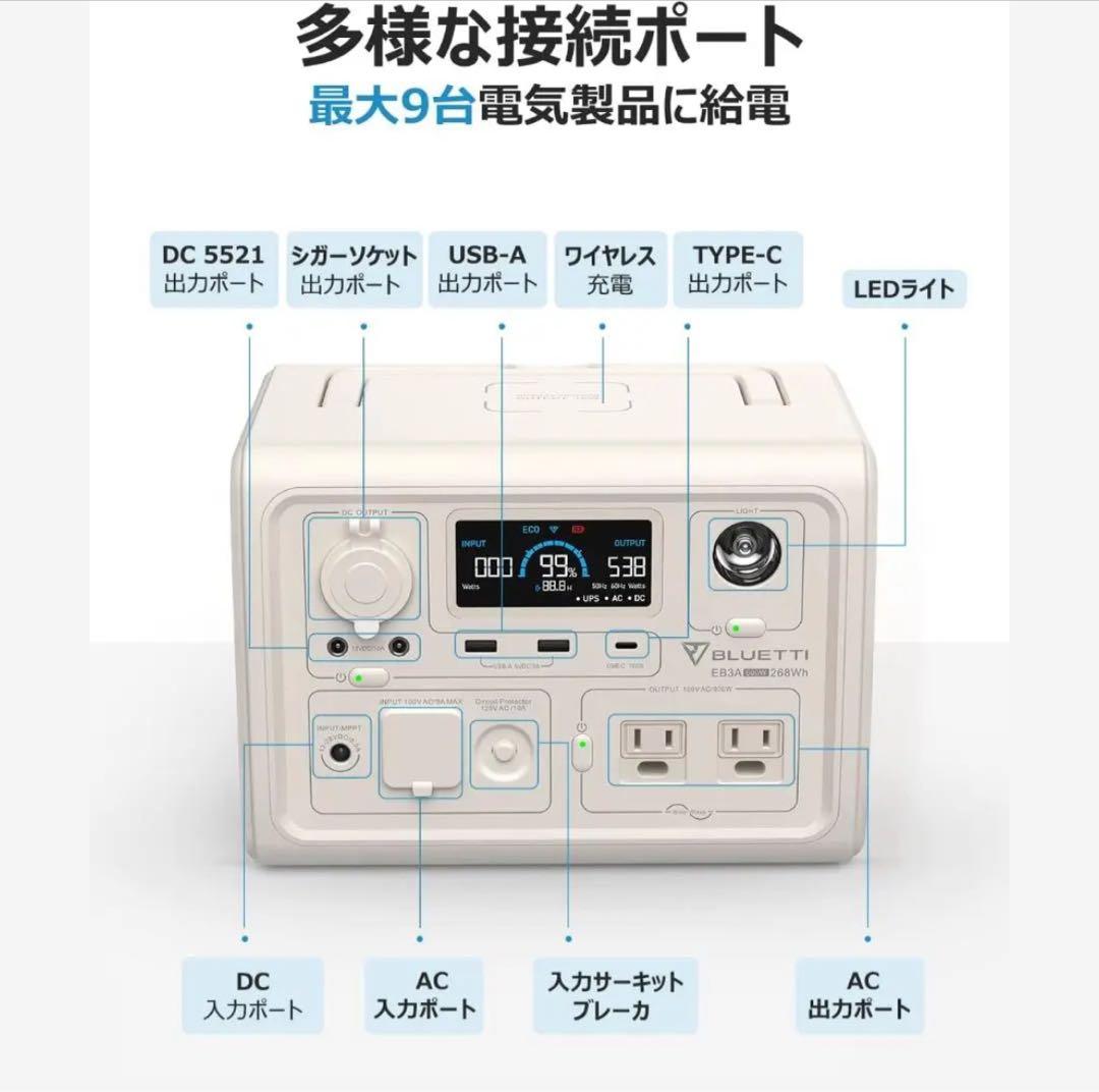 【再値下げ】BLUETTI/ポータブル電源(白) EB3A 268Wh/600W