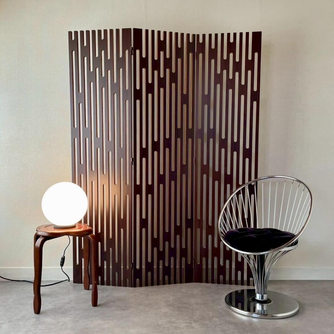 モダン 木製 パーテーション 3連 衝立 間仕切り ミッドセンチュリー 北欧