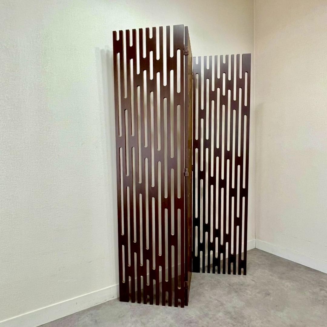 モダン 木製 パーテーション 3連 衝立 間仕切り ミッドセンチュリー 北欧