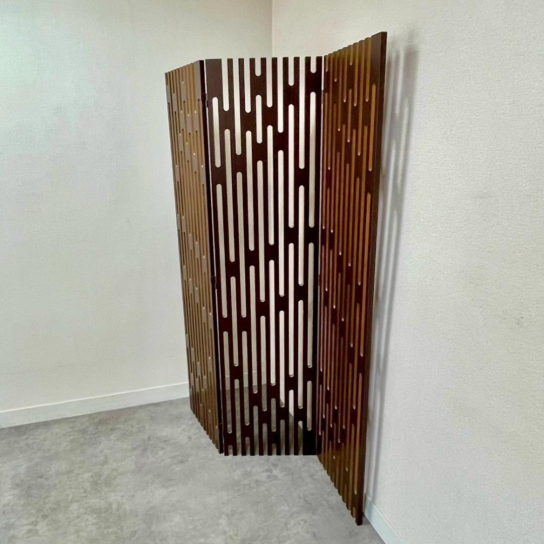 モダン 木製 パーテーション 3連 衝立 間仕切り ミッドセンチュリー 北欧