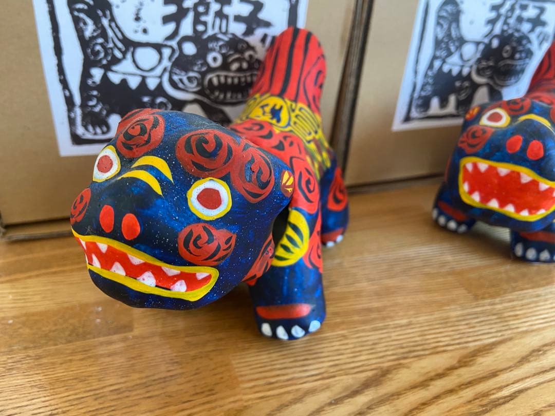 特注品 琉球張子 豊永盛人 ロードワークス シーサー2体セット 阿吽
